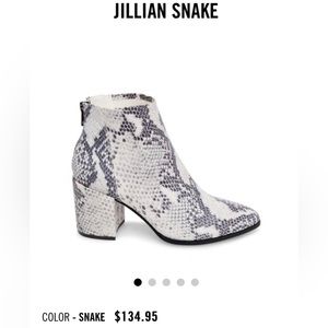 Steve Madden Zip-Up Heeled Booties (Cream & Gray Snakeprint)